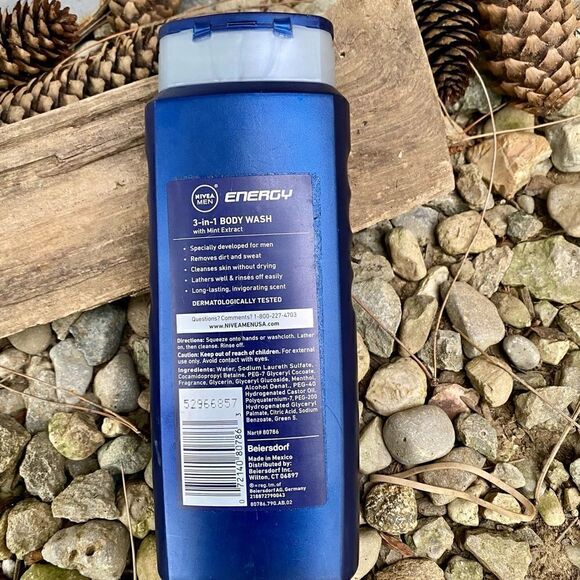 NIVEA MEN® ENERGY 3-IN-1 BODY WASH 16.9 Fl Oz with Mint Extracts, **NEW** - Picture 2 of 2